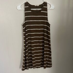 Madewell Brown and Cream Striped Knit Dress